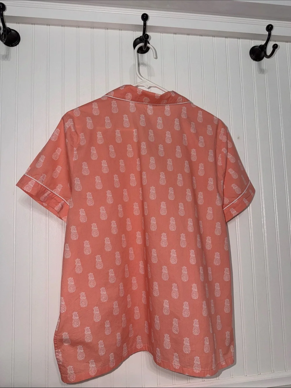J Crew Cotton Short Slv XL Pajamas & Shorts Peach w/ Pineapple Print EUC - Picture 4 of 10